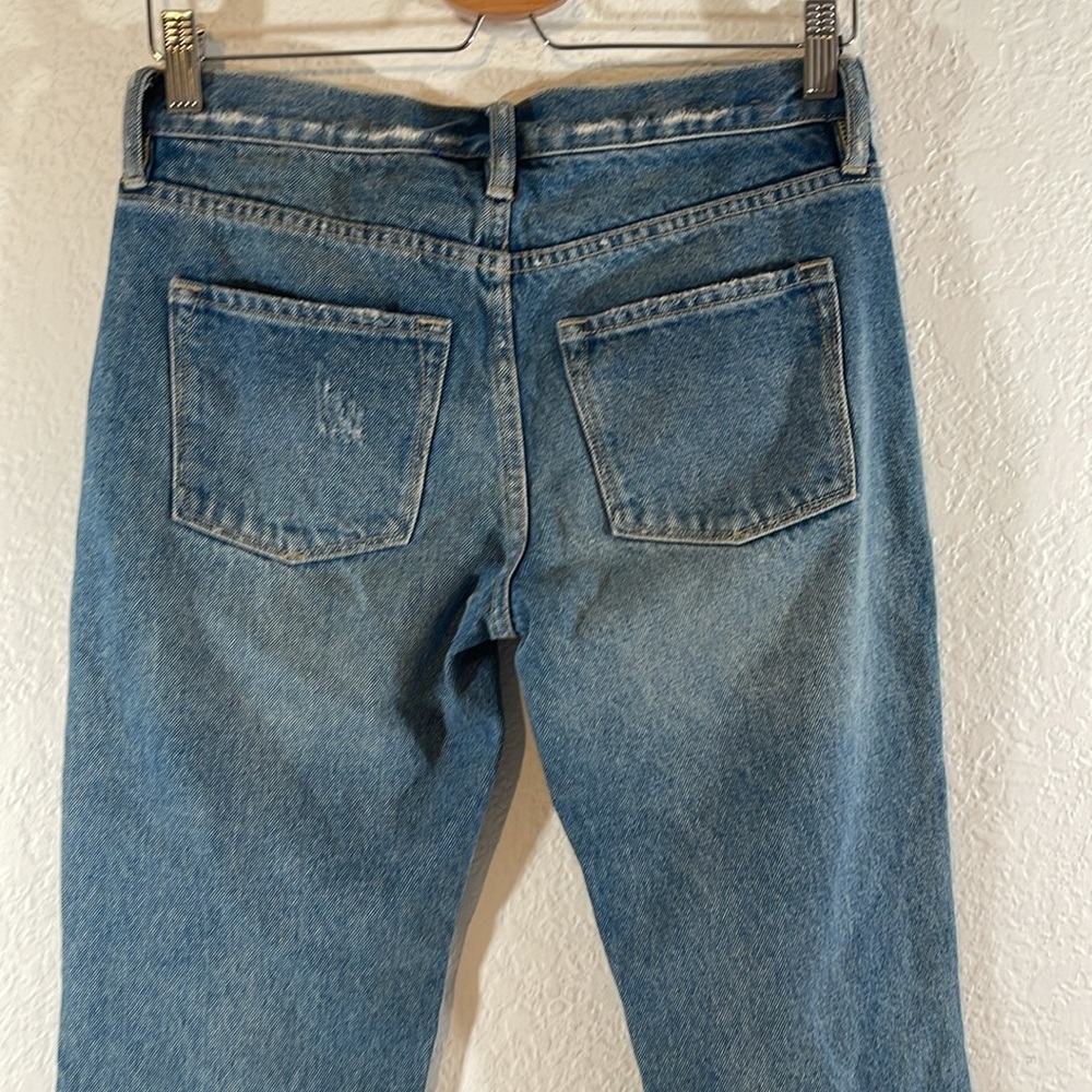 All Saints Philly Embroidered Blue Denim Jeans Raw Hem Size W25 - Picture 7 of 12